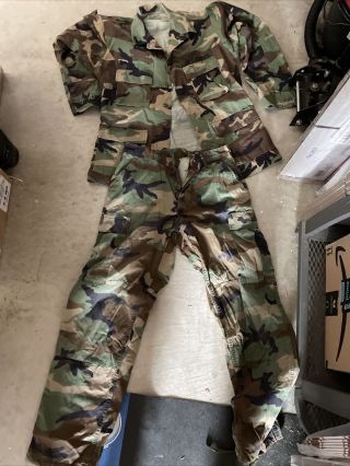 Us Army Bdu Woodland Camo Set Hot Weather Pants/top Medium Regular