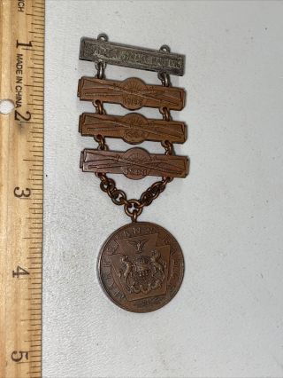 1893 - 1896 Pennsylvania National Guard Marksman Multi Tiered Medal Bronze? Look