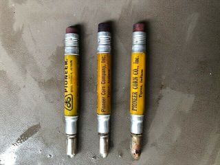 3 Vintage Pioneer Seed Corn Bullet Pencils Tipton Indiana