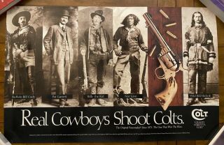 Colt Gun Peacemaker Ad Poster “real Cowboys Shoot Colts” 17.  25 X 27inch