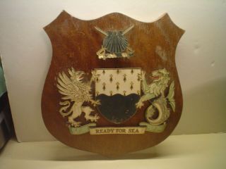 Vtg Us Navy Supply Corps Ready For Sea Coat Of Arms Wall Plaque Shield