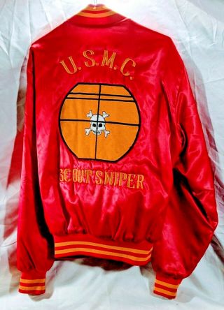 Wwii Vet Usmc Scout Sniper Red Satin Jacket Size L Marines Military Stitched