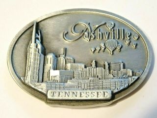 Nashville Tennessee Solid Pewter Skyline Scene Magnet