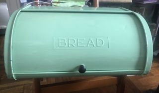 Vintage Teal Metal Compartment Bread Box
