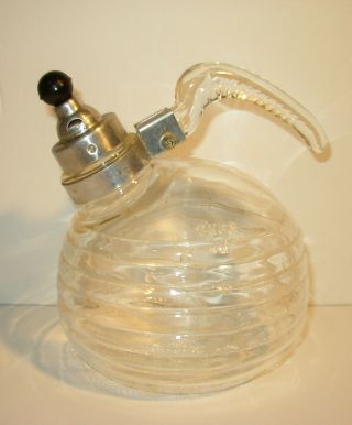 Vintage Glasbake Clear Glass 10 Cup Beehive Whistling Tea Kettle Art Deco