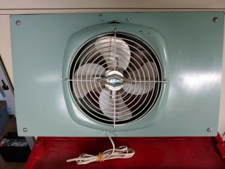 Vintage Lasko Window Fan Mid Century Aqua Blue Reversible Expandable