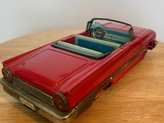 Vintage Haji Japanese Tin 1961 Ford Sunliner Convertible Tin Friction Toy Car 8 