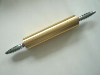 Heavy Duty Chrome & Copper Color Metal Rolling Pin Noodle Pastry,  Made In Japan