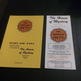 Oregon Vortex Notes And Data Pamphlet & Booklet House Of Mystery