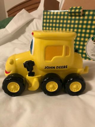 John Deere Piggy Bank - Ceramic Yellow Tractor - Collectable -