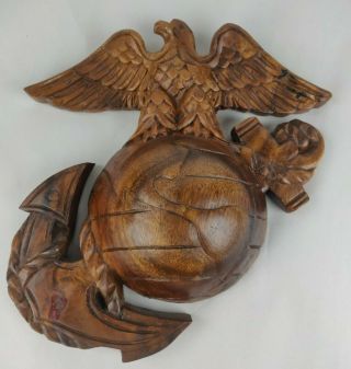 Vintage Usmc Marine Corps Ega Hand Carved 10 " X 10 " Wood Decorative Piece