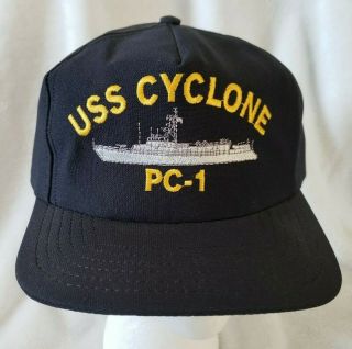 Vintage Uss Cyclone Pc - 1 Navy Hat Cap Usn Navy Squadron Very Rare Patrol Uscg