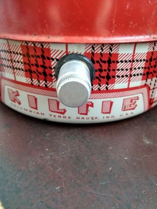 Vintage Red Plaid Kiltie Water Jug Thermos Columbian Terre Haute,  Ind. 3