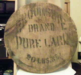 Vintage Antique Barrel Top Wood Brookside Brand Pure Lard 20 Lbs