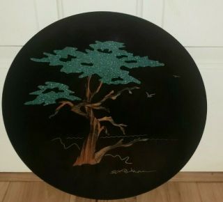 Couroc Of Monterey Cypress Tree Tray Round 14 " Signed Morse Inlaid Wood