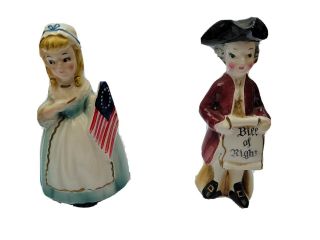 Patriotic Betsy Ross Bill Of Rights Salt And Pepper Shaker Japan Made