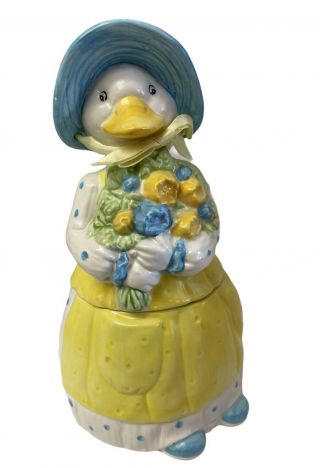 Department 56 Ceramic Pottery Mother Goose Duck Cookie Jar Canister Lid 12 "