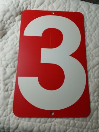 Vintage Gas Station Price Sign Number: 3 & 4 Two Sided Red - White