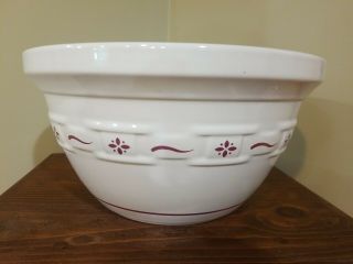 Longaberger Pottery Woven Red Ivory X Large Mixing Bowl 12 " Collectable W/box