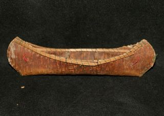 Vintage Birch Bark Canoe Native American Indian Travel Souvenir 16 Inches Long