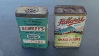 2 Vintage Spice Tins: Hillcrest Spanish Paprika & Durkee 