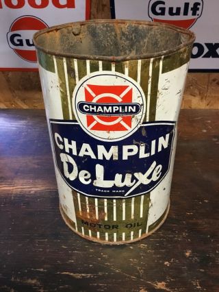 Vintage Champlin Deluxe 5 Quart Motor Oil Can