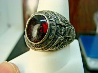 Ww2 Us Military Army Sterling Silver Red Stone Ring Sz 10 Subrd8