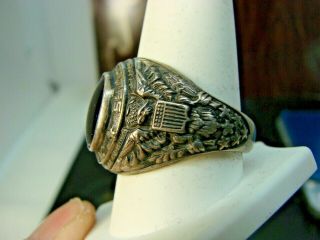 WW2 US Military Army Sterling Silver Red Stone Ring Sz 10 SUBRD8 2