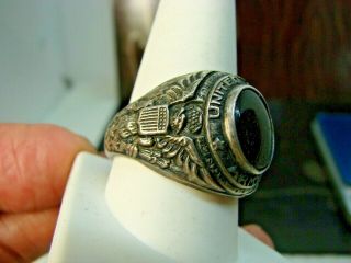 WW2 US Military Army Sterling Silver Red Stone Ring Sz 10 SUBRD8 3