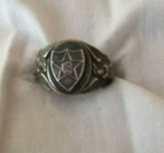 Vintage Sterling Silver Us Army 2th Infantry Division Ring Size - 10.  115