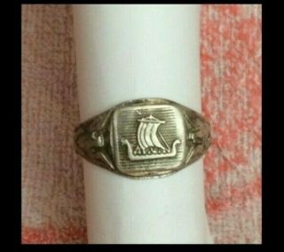 Sterling Silver Us Army 99th Norwegian Battalion Ring S.  - 12.  60