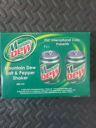 Mountain Dew Can SALT AND PEPPER SHAKER SET - NIB 3