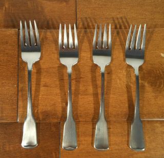 4 Oneida Cube American Colonial Satin Stainless Steel Salad Forks A