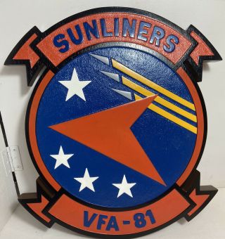 Us Navy Strike Fighter Squadron Vfa - 81 Sunliners Military Wall Plaque Sign Nos