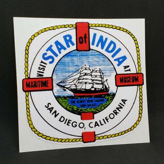 Star Of India San Diego Vintage Style Travel Decal / Vinyl Sticker