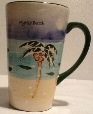 Myrtle Beach Sc 3d Ocean Shore Palm Trees Ceramic Coffee Mug 5 1/2 " Tall