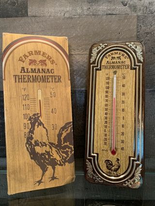 Vintage Farmers’ Almanac Embossed Metal Rooster Thermometer & Soap