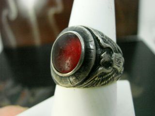 Vintage Red Stone United States Military Usn Navy Ring Sz 10
