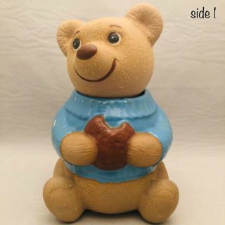 Treasure Craft Cookie Bear Cookie Jar Rare Stoneware Finish Usa 11.  5 " Tall