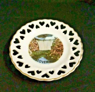 Vintage Souvenir Hoover Dam Small Porcelain Plate 4 " Dia.  - Japan