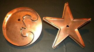 2 Martha Stewart Copper Large Cookie Cutters Man In The Moon & Star Bright