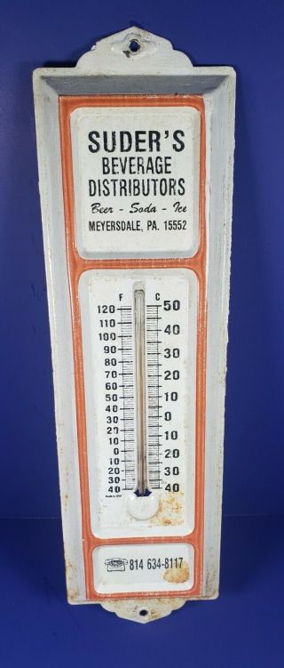 Vintage Metal Advertising Thermometer Suder 