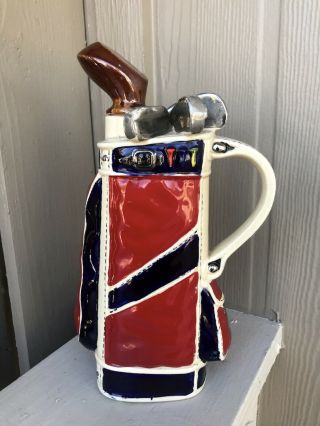 Vintage 60s Ceramic Golf Bag Liquor Music Box Decanter Barware