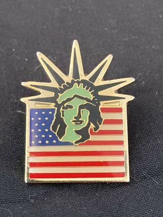 American Flag Statue Of Liberty Pin E Hill 1983 Liberty Island Usa
