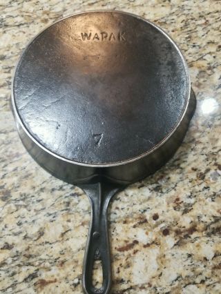 Vintage Wapak Cast Iron Skillet 7 With Heat Ring - 2 Pour Cleaned Oiled
