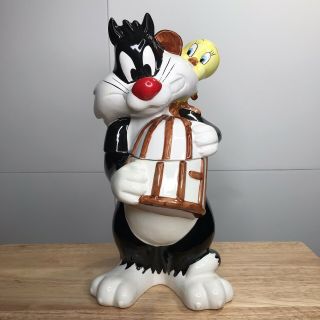 Sylvester The Cat & Tweety Bird Ceramic Cookie Jar 1993 Warner Bros Looney Tunes