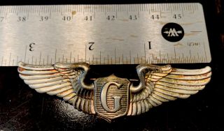 United States Us Glider Wings Badge Silver 3” Pin Back Vintage