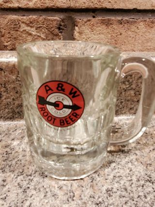 A&w Vintage Ice Cold Arrow Bullseye Root Beer Glass Mug Very Heavy (z5 F)