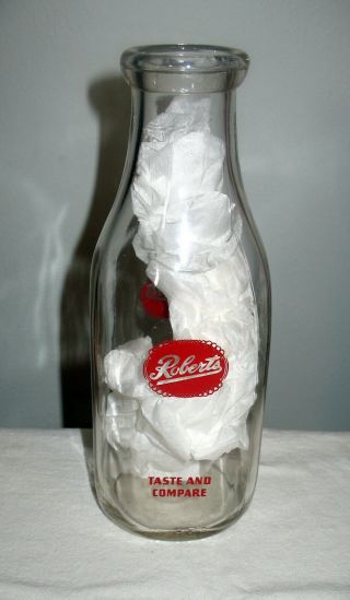 Vintage Roberts Milk Bottle Taste And Compare 1 Quart
