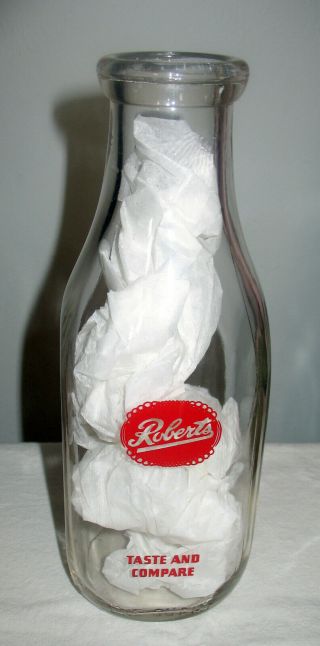 Vintage Roberts Milk Bottle Taste and Compare 1 Quart 2